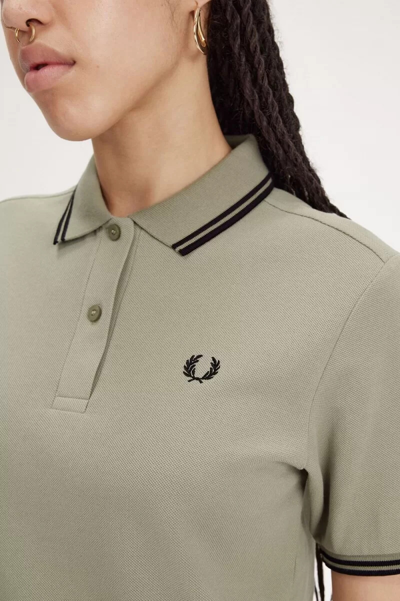 fred perry g3600 damskjorta varm grå svart