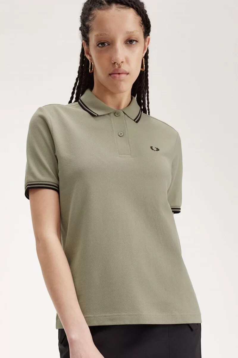 fred perry g3600 damskjorta varm grå svart
