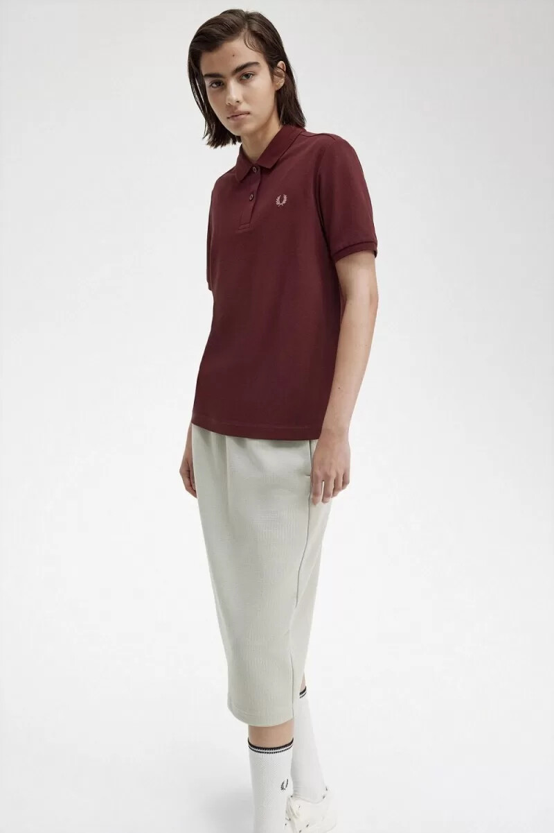fred perry g6000 damskjorta oxblood dusty rose pink