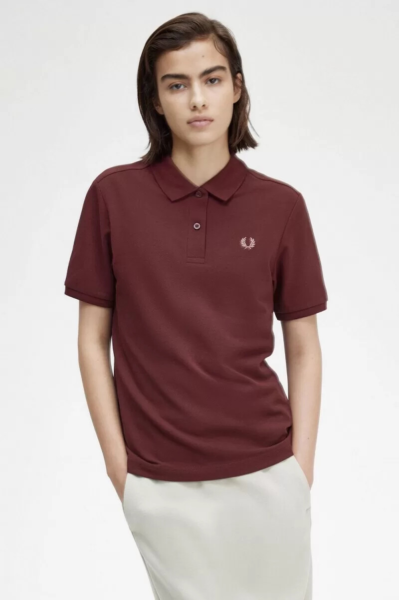 fred perry g6000 damskjorta oxblood dusty rose pink
