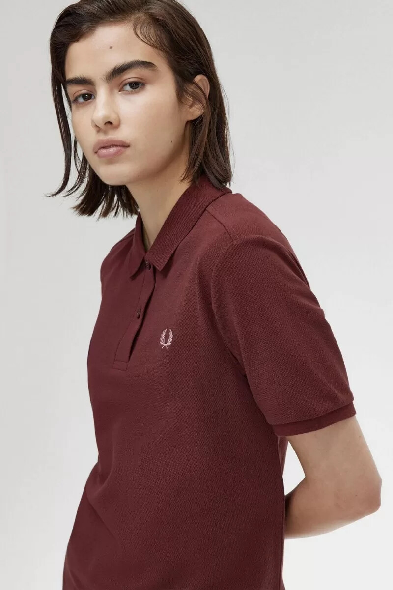 fred perry g6000 damskjorta oxblood dusty rose pink