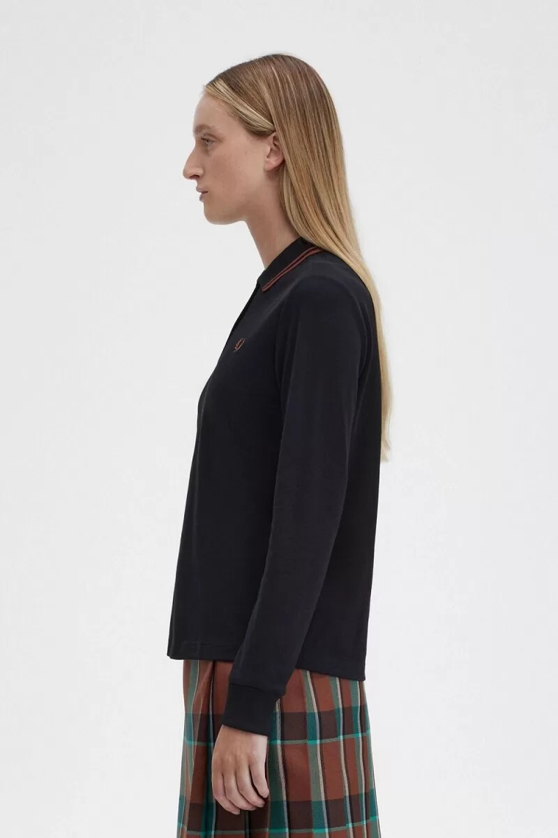 fred perry g3636 damskjorta svart whiskybrun