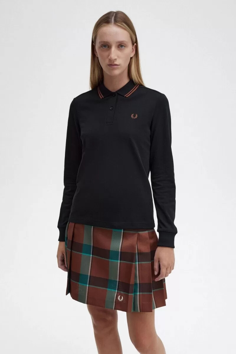 fred perry g3636 damskjorta svart whiskybrun