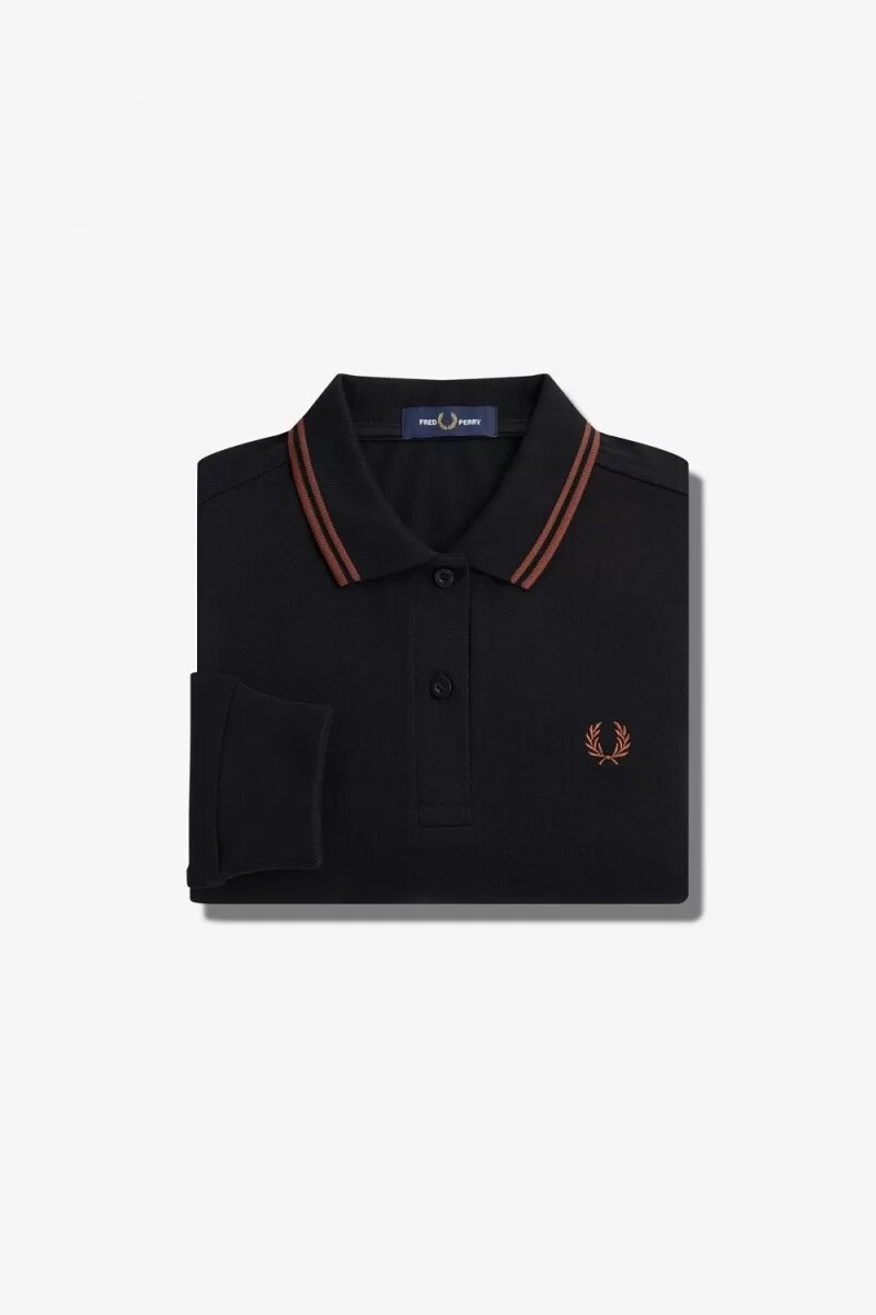 fred perry g3636 damskjorta svart whiskybrun