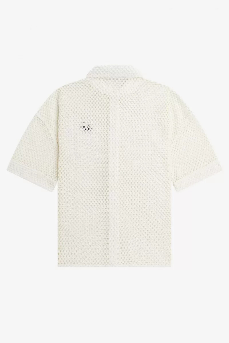fred perry Öppenstickad damskjorta snövit