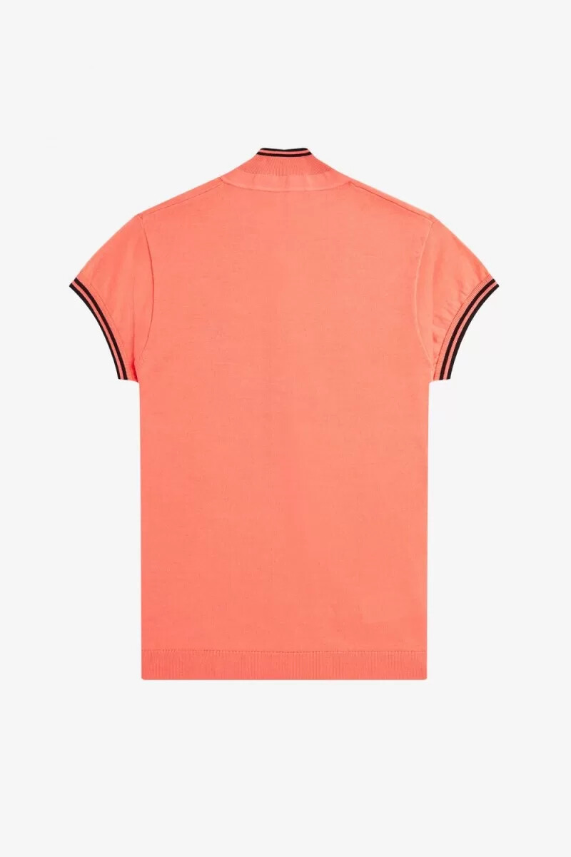 fred perry stickad damskjorta coral heat
