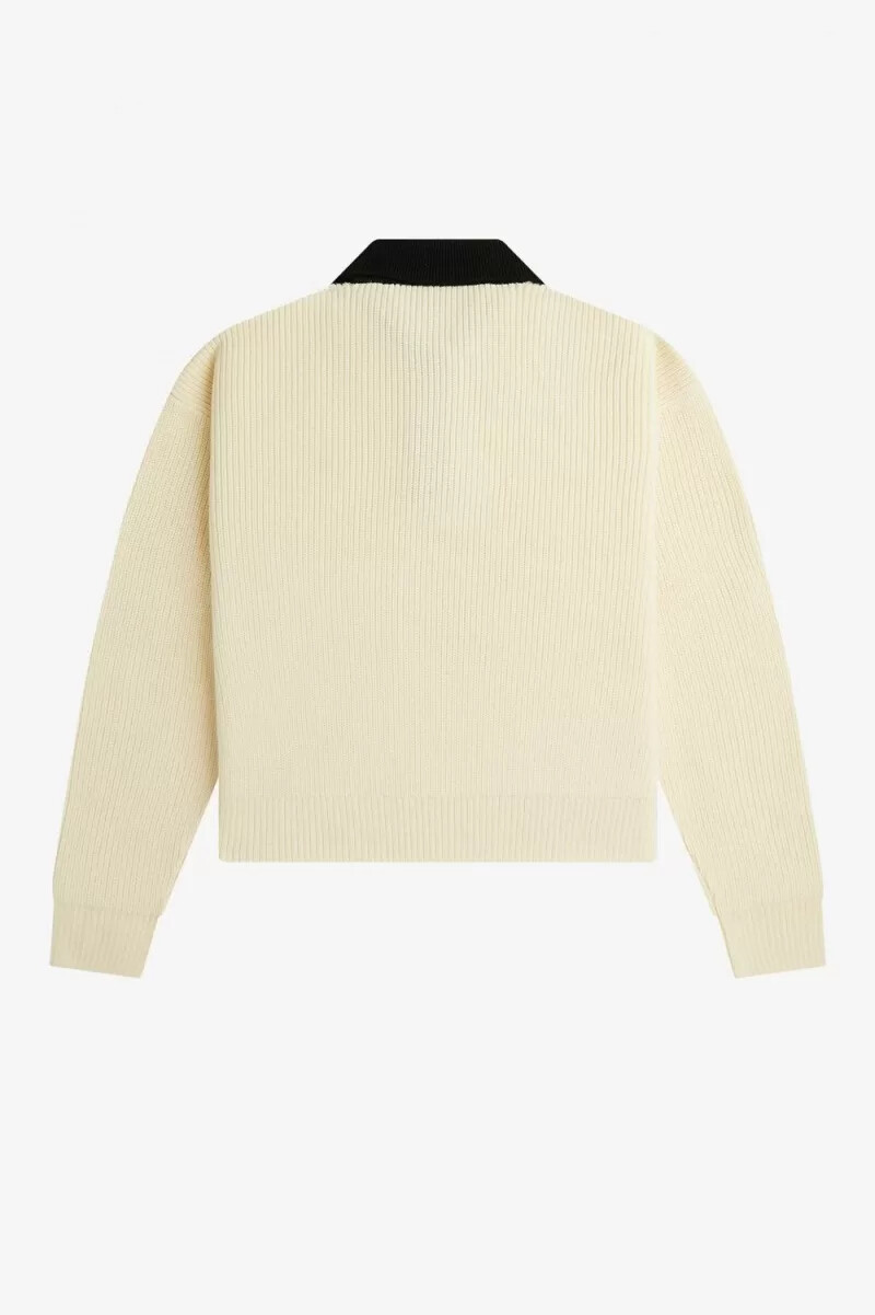 fred perry stickad damskjorta beige