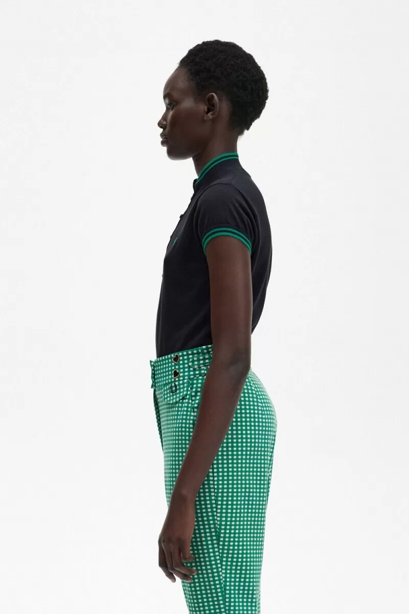 fred perry stickad damskjorta svart