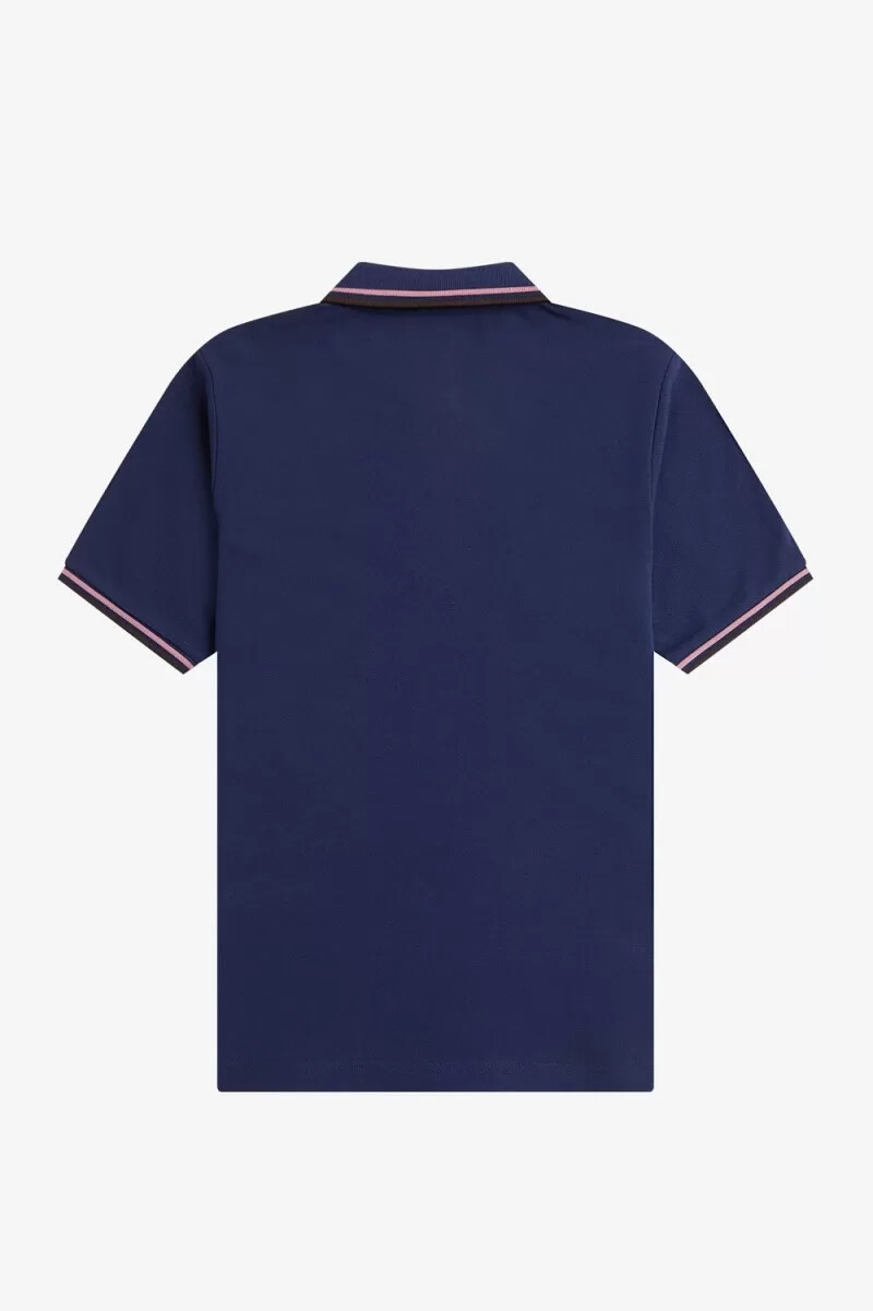 fred perry g3600 damskjorta fransk marinblå dusty rose rosa mörkröd