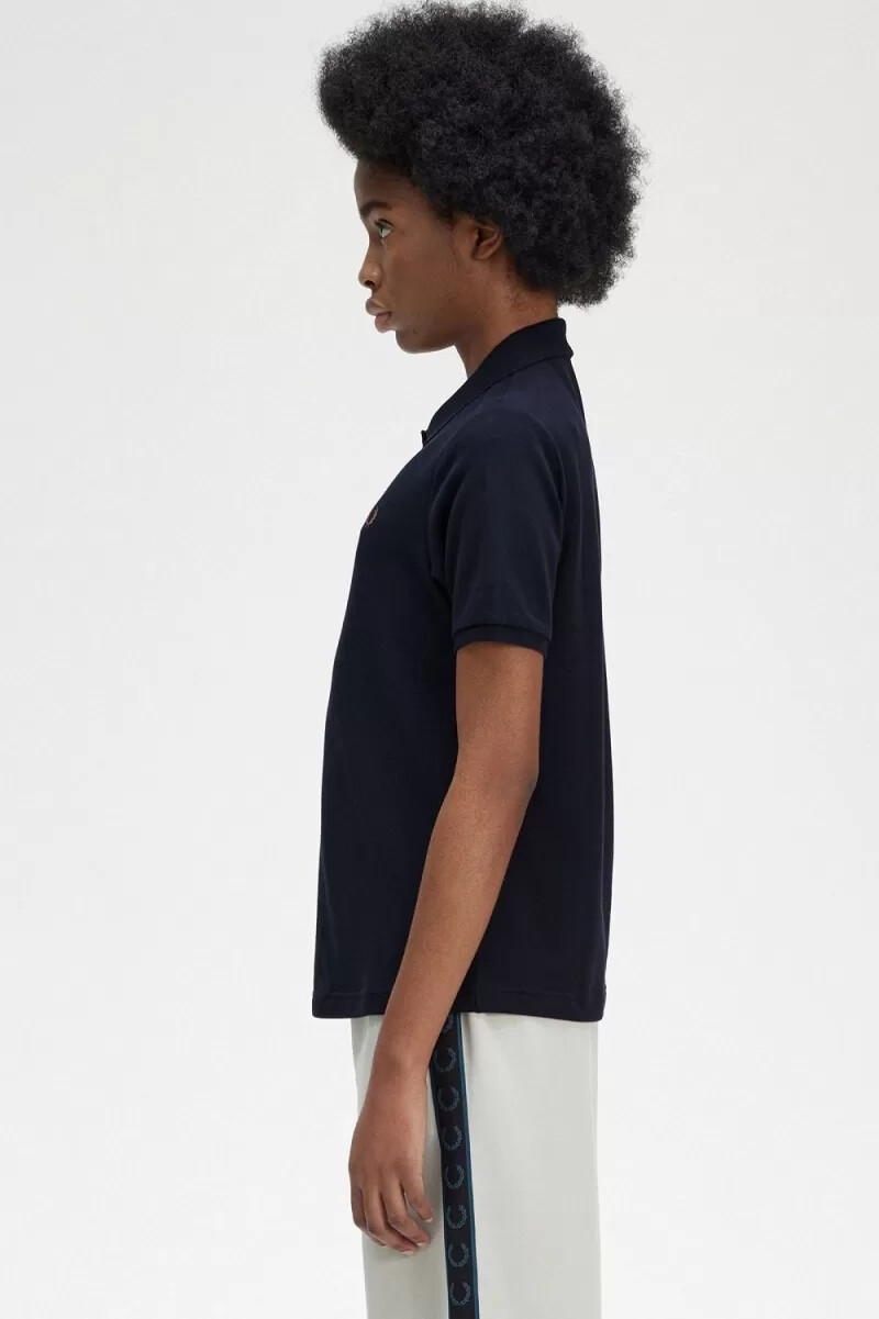 fred perry g6000 damskjorta marinblå brun