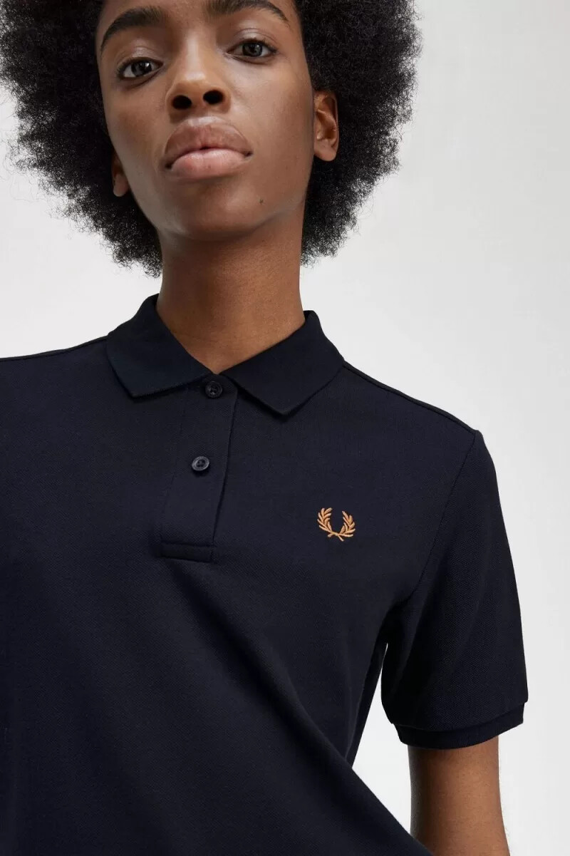 fred perry g6000 damskjorta marinblå brun