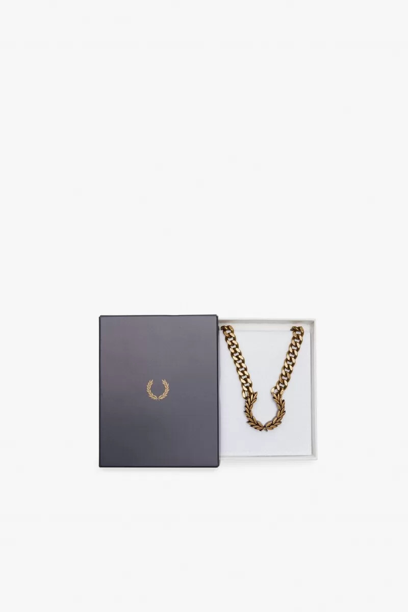 fred perry chunky laurel wreath halsband damsmycken guld