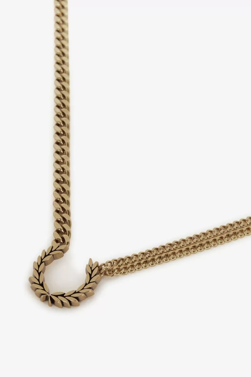 fred perry halsband med dubbelkedja i laurelkrans damsmycken guld