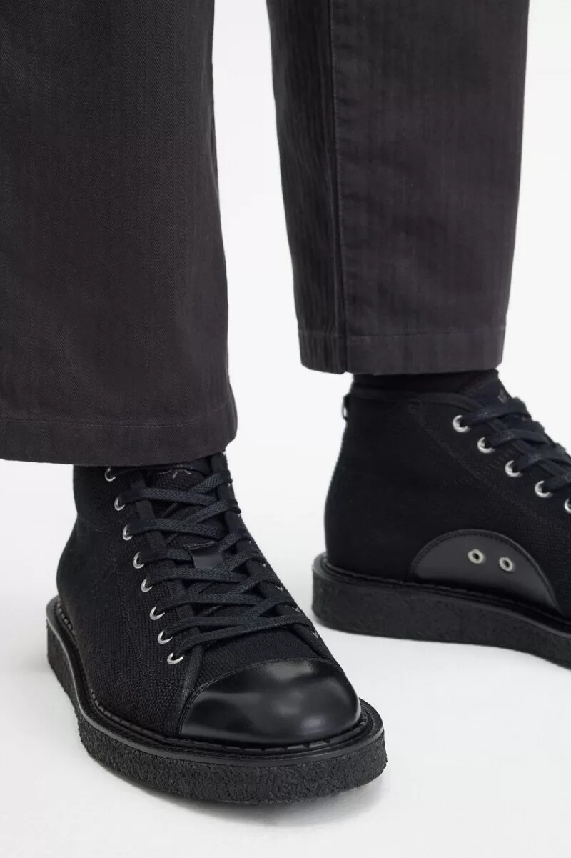 fred perry canvas monkey damstövlar svarta