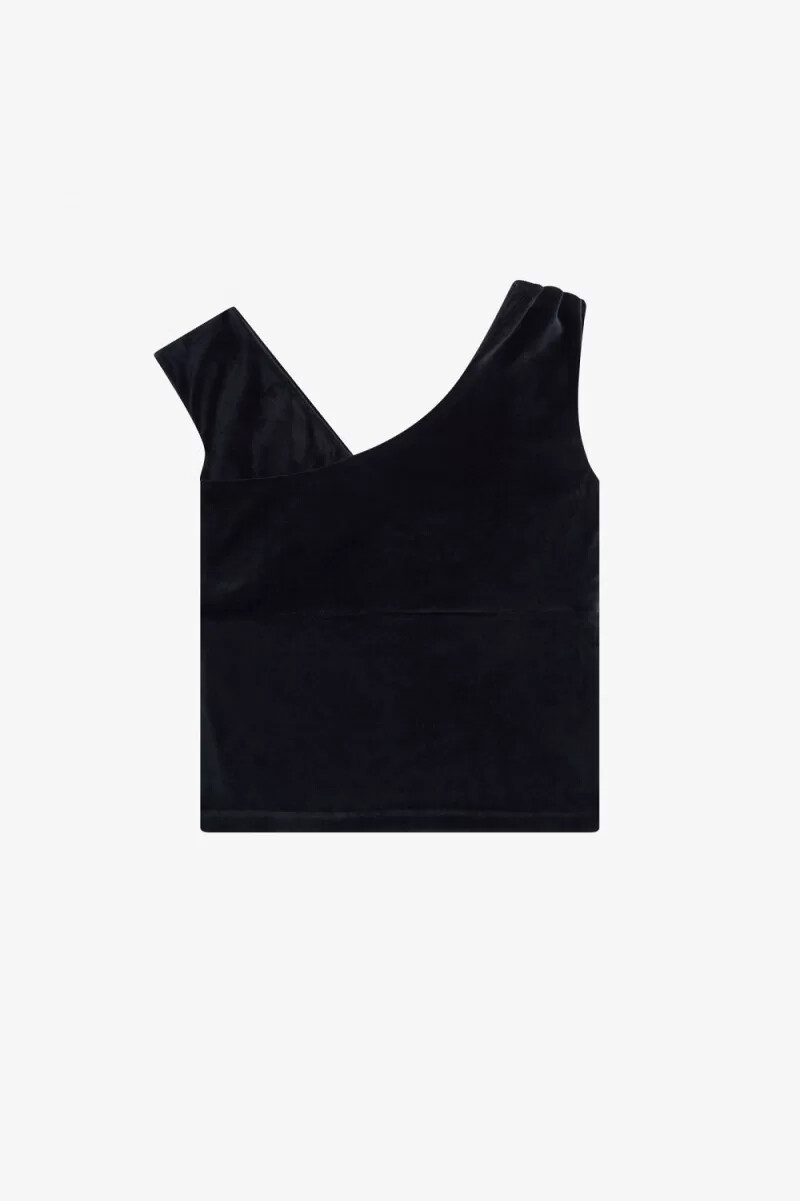 fred perry off-the-shoulder velour dam t-shirt svart