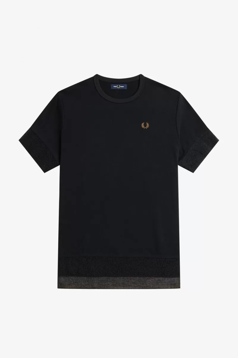 fred perry t-shirt med transparent mönster svart