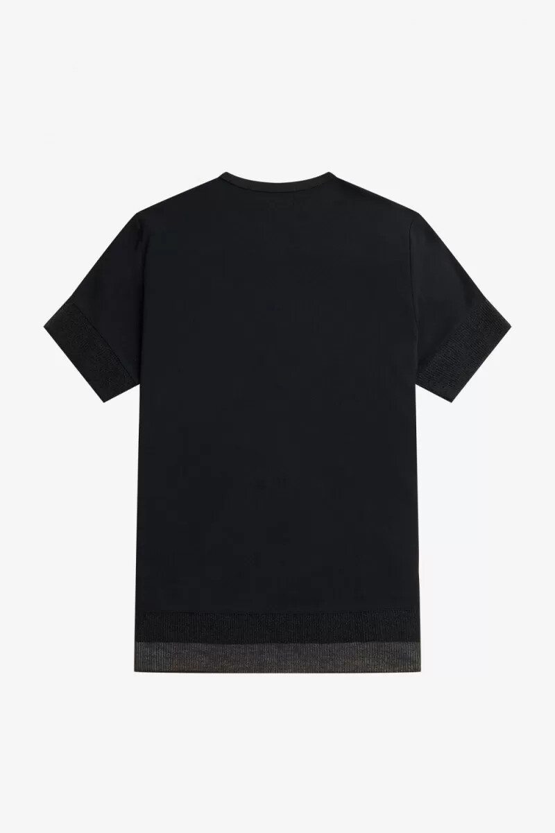 fred perry t-shirt med transparent mönster svart