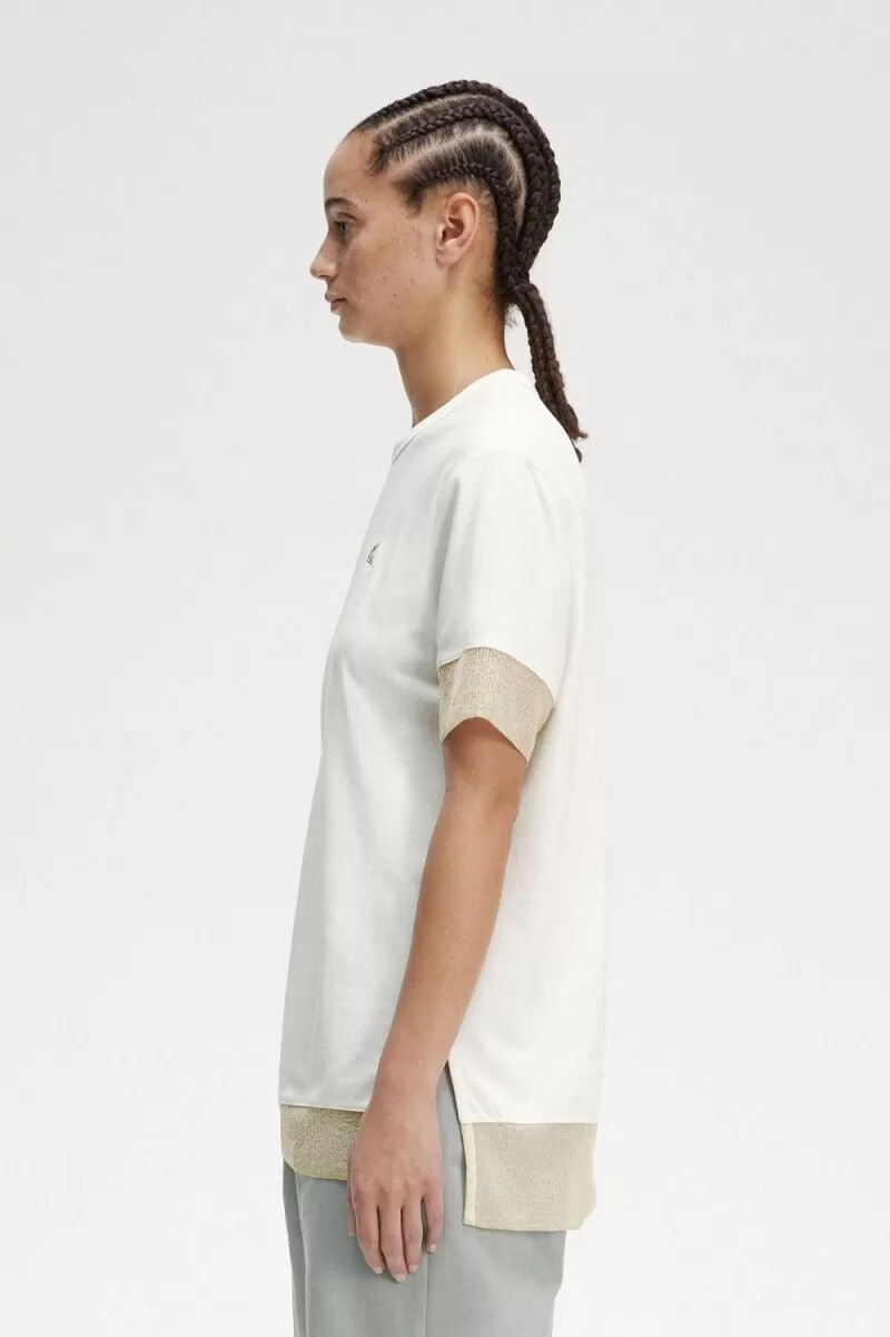 fred perry t-shirt med transparent mönster dam snövit