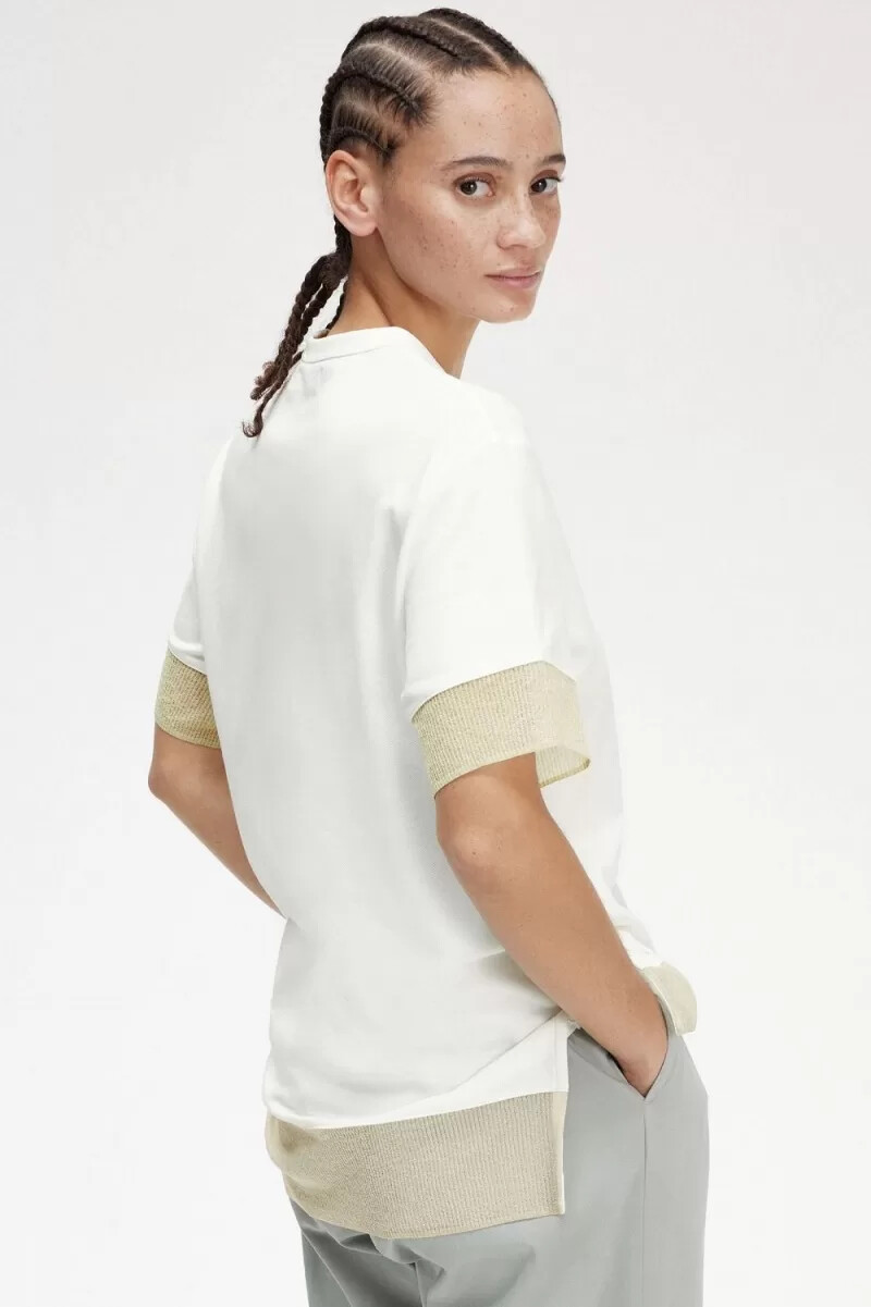 fred perry t-shirt med transparent mönster dam snövit