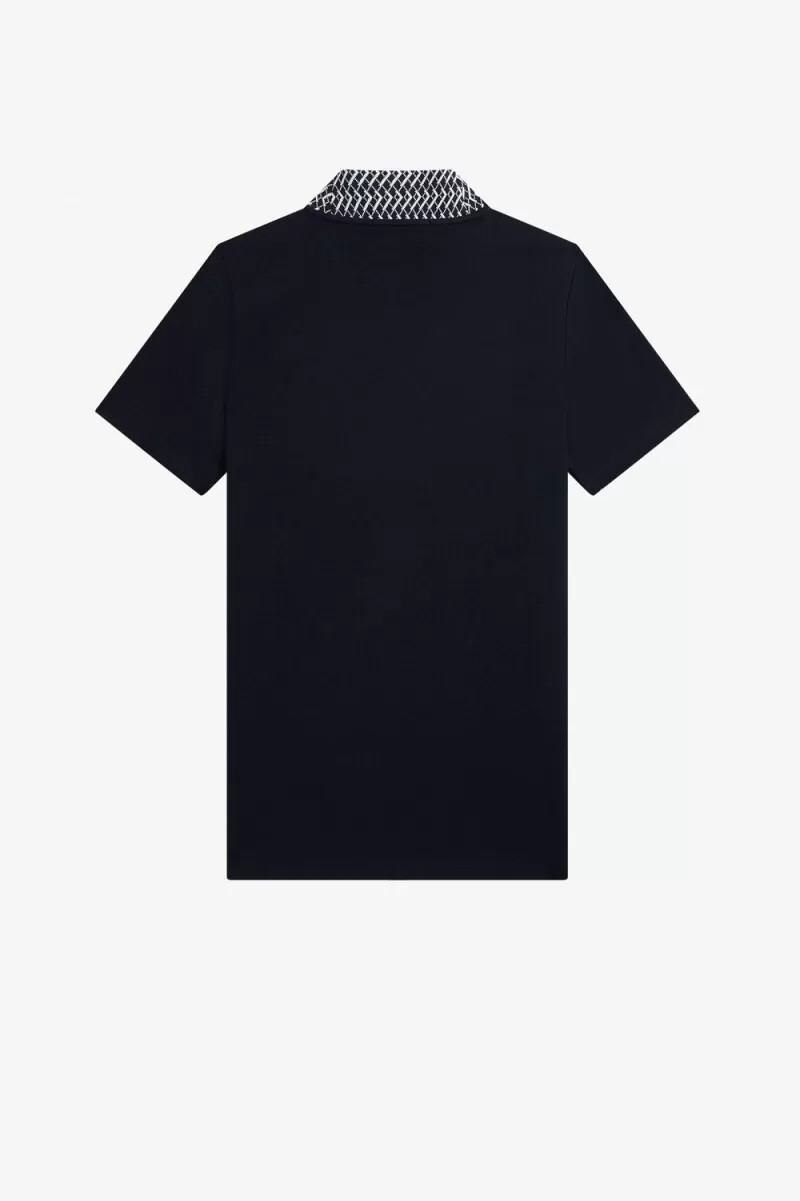 fred perry jacquard trim high neck dam t-shirt marinblå