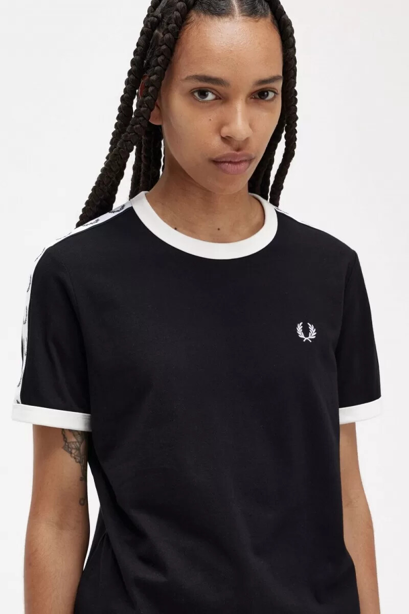 fred perry taped ringer dam t-shirt svart