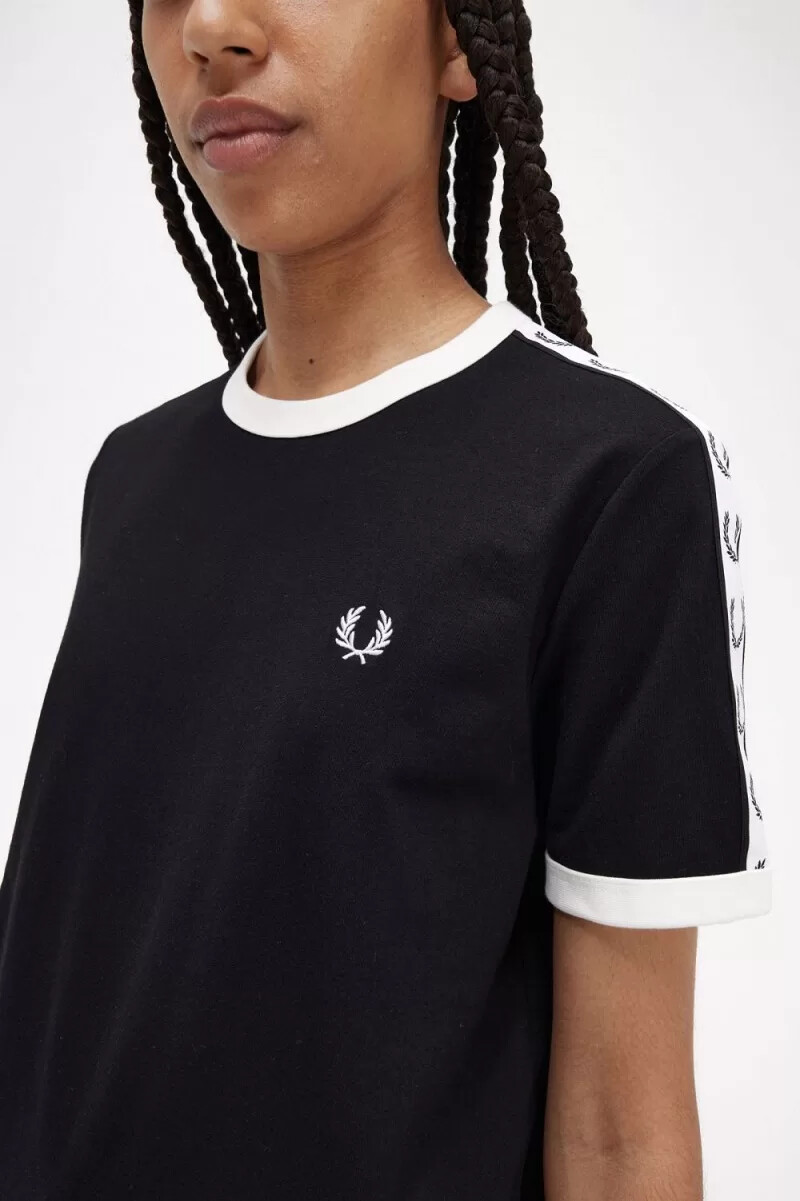 fred perry taped ringer dam t-shirt svart