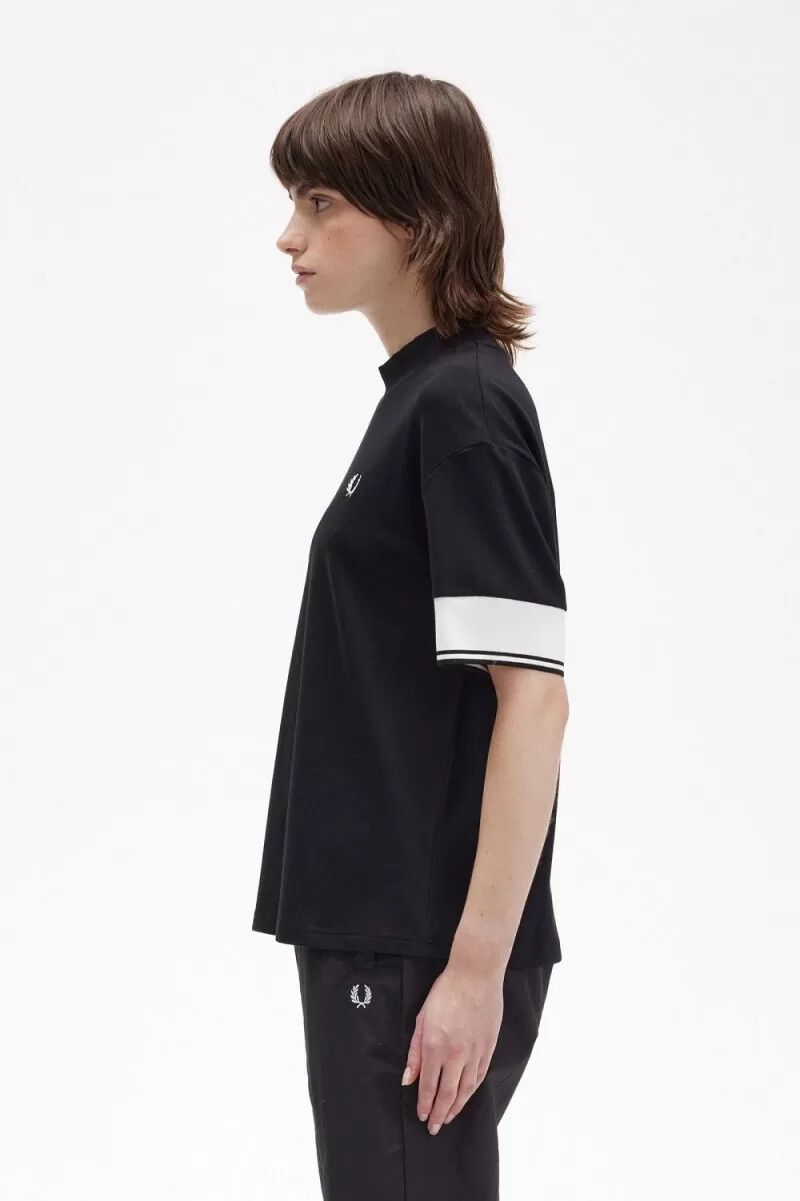fred perry tipped cuff piqué dam t-shirt svart