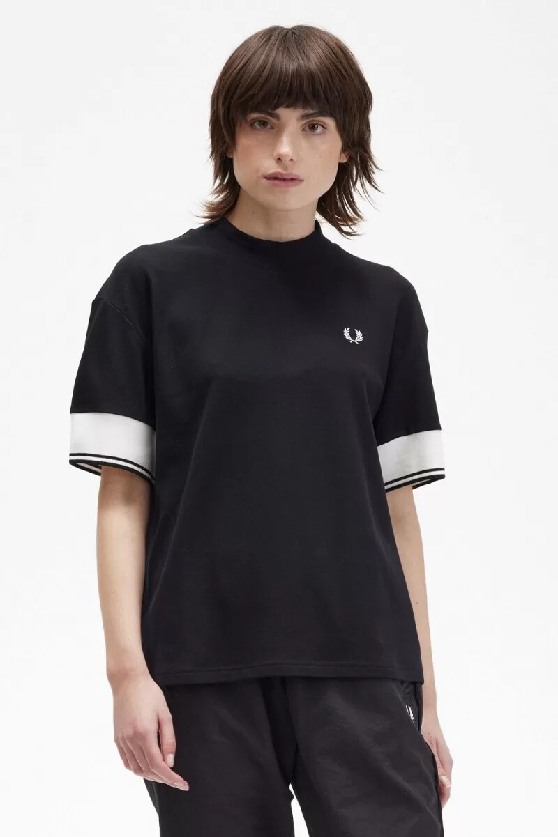 fred perry tipped cuff piqué dam t-shirt svart