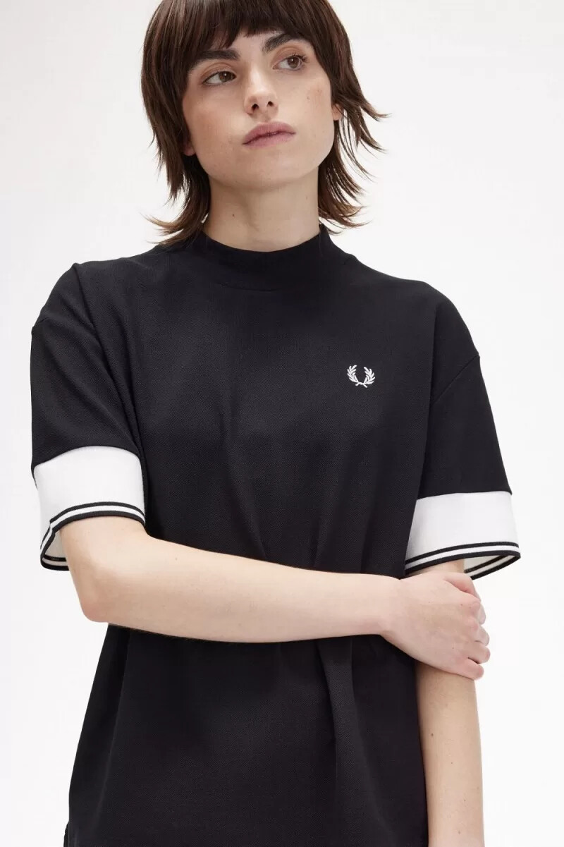 fred perry tipped cuff piqué dam t-shirt svart