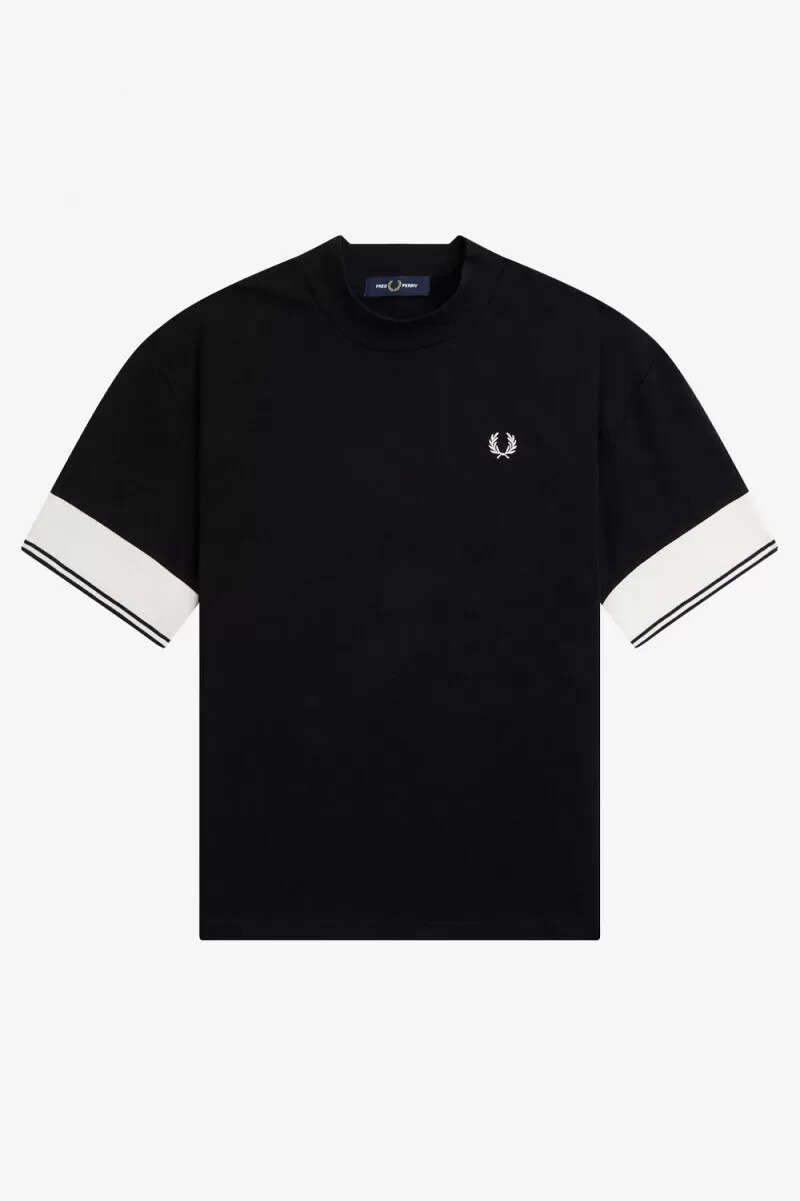 fred perry tipped cuff piqué dam t-shirt svart