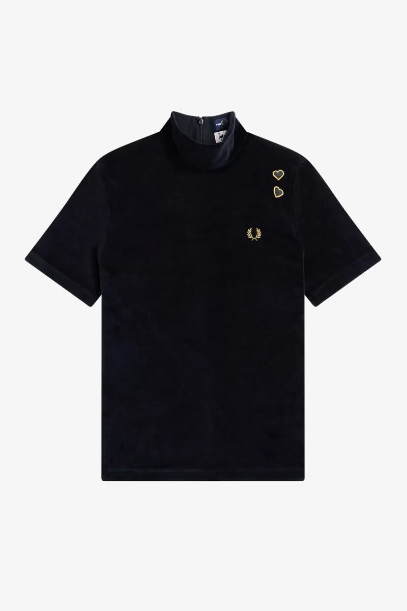 fred perry velour dam t-shirt svart