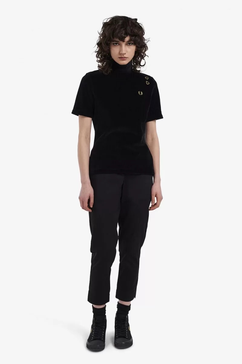 fred perry velour dam t-shirt svart