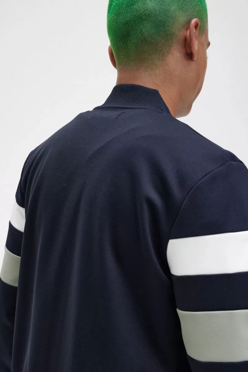fred perry tipped sleeve herr träningsjackor marinblå