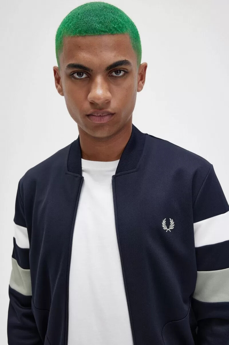 fred perry tipped sleeve herr träningsjackor marinblå