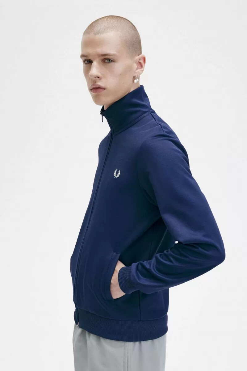 fred perry classic herr träningsjackor fransk marinblå