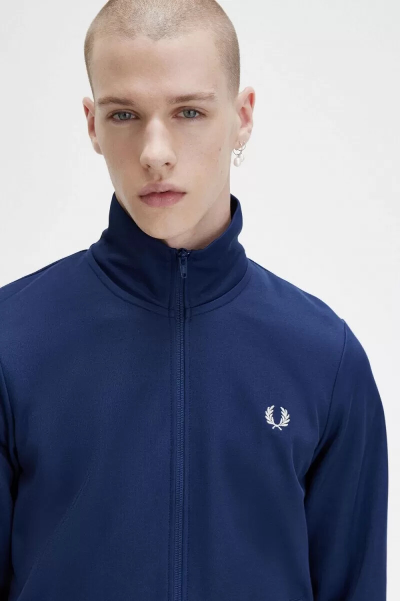 fred perry classic herr träningsjackor fransk marinblå