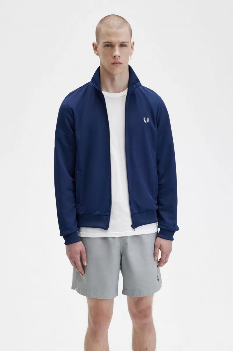 fred perry classic herr träningsjackor fransk marinblå