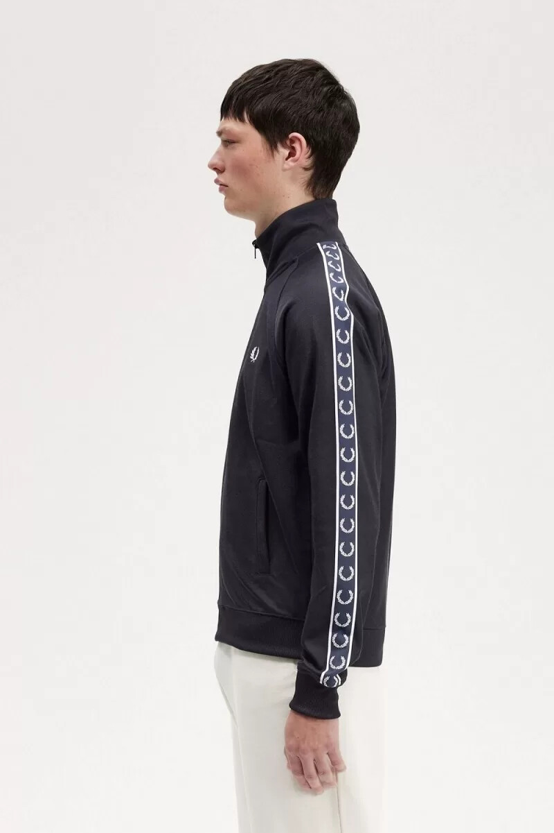 fred perry contrast tape herr träningsjackor marinblå marinblå