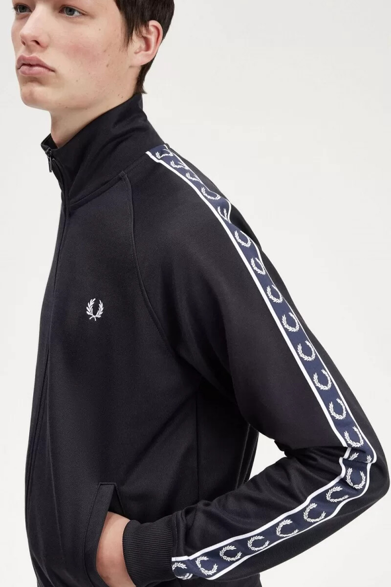 fred perry contrast tape herr träningsjackor marinblå marinblå