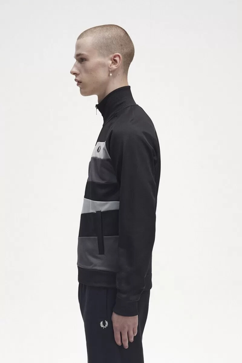 fred perry contrast panel herr träningsjackor svarta