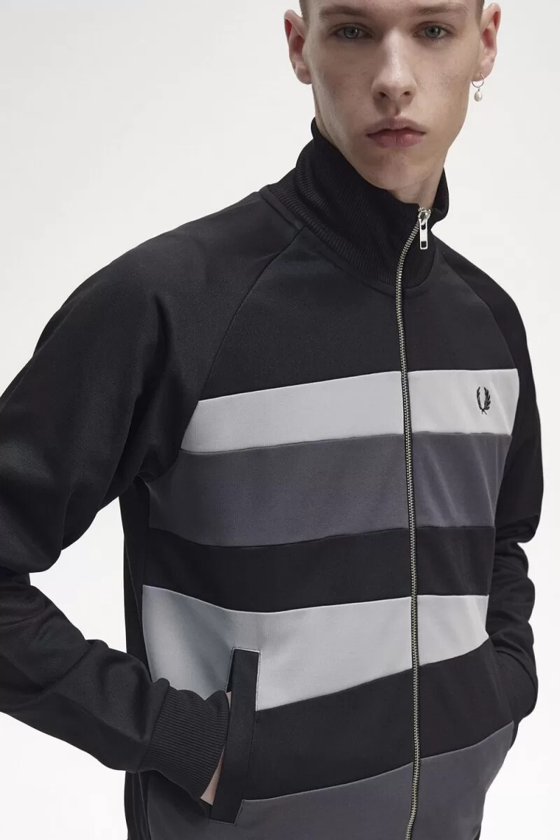 fred perry contrast panel herr träningsjackor svarta