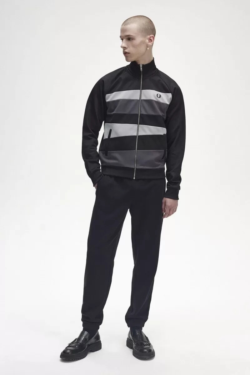 fred perry contrast panel herr träningsjackor svarta