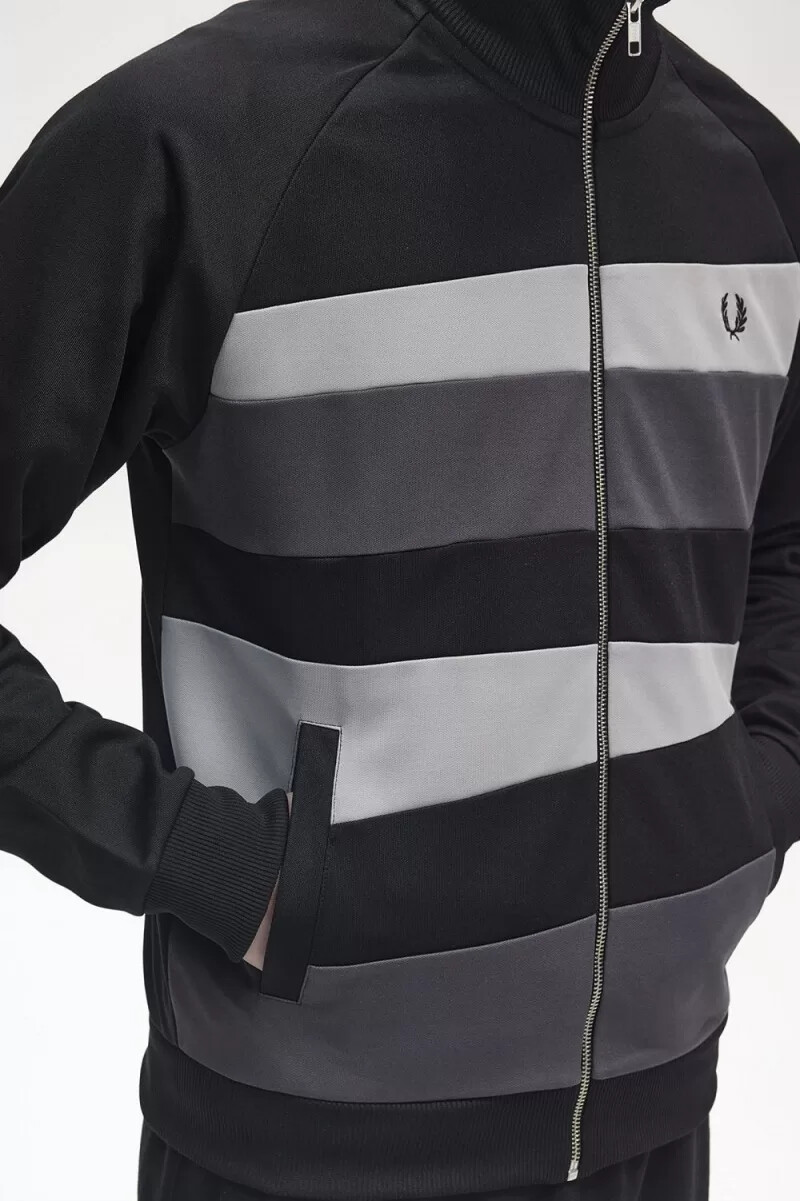 fred perry contrast panel herr träningsjackor svarta