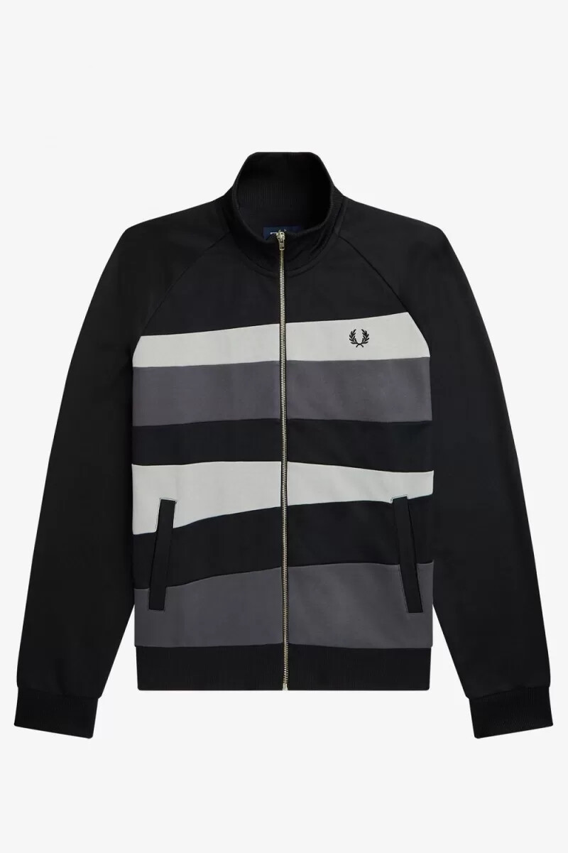 fred perry contrast panel herr träningsjackor svarta