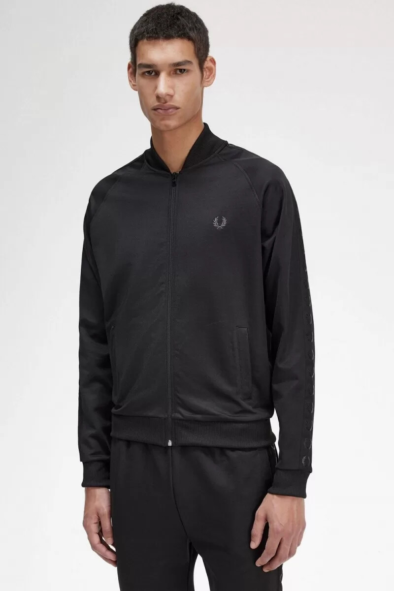 fred perry tonal tape herr träningsjackor svarta