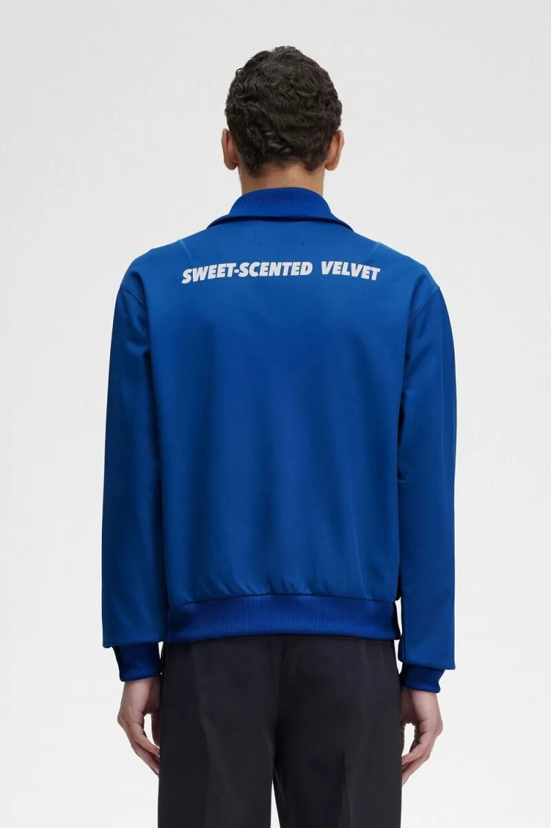 fred perry mönstrade herr träningsjackor kungsblå