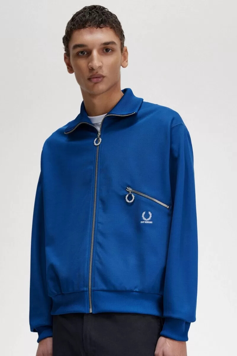 fred perry mönstrade herr träningsjackor kungsblå