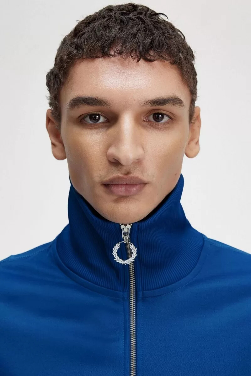 fred perry mönstrade herr träningsjackor kungsblå