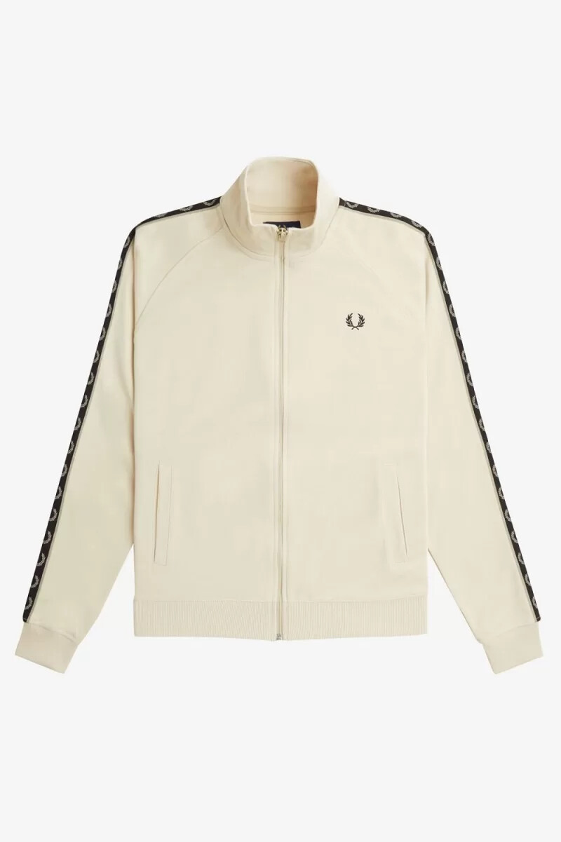 fred perry contrast tape herr träningsjackor oatmeal varm grå