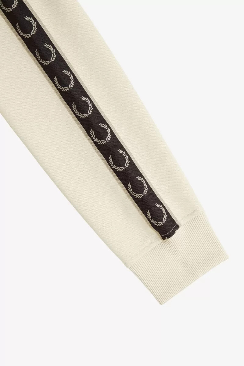 fred perry contrast tape herr träningsjackor oatmeal varm grå